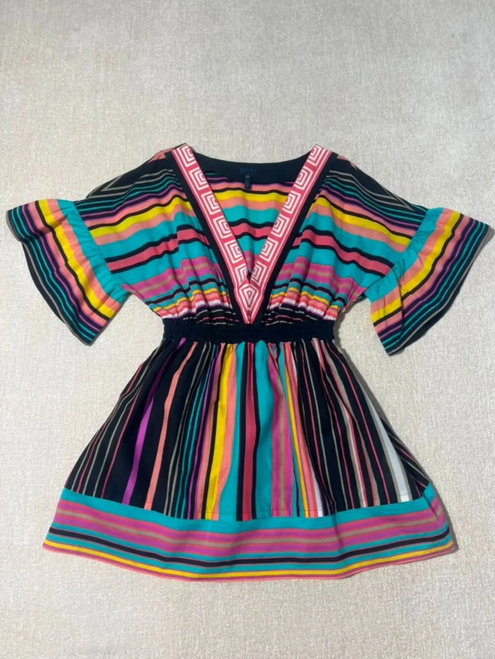Escada Sport Multicolor Striped Cotton V-Neck Tunic Top EU 40 - Picture 1 of 7